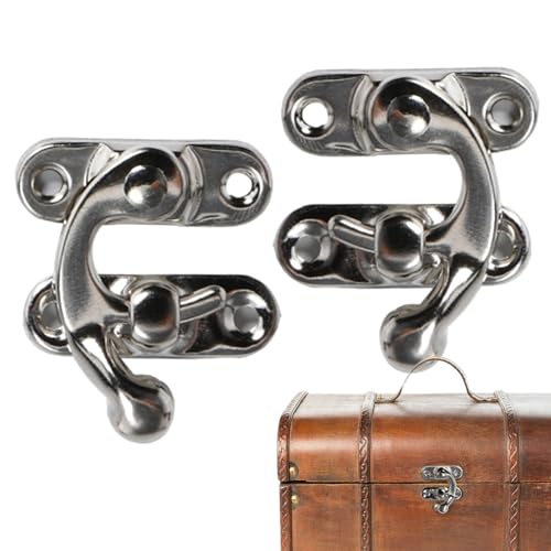 Hasp-Riegelschloss, winziger Hasp-, 2 Stück antike Box Messing Hasp Latch, Linker und rechter Hakenverschluss i Diese antike Hakenm Vintage-Stil für Schmuckschatulle, Werkzeugkasten oder Koffer von Generisch