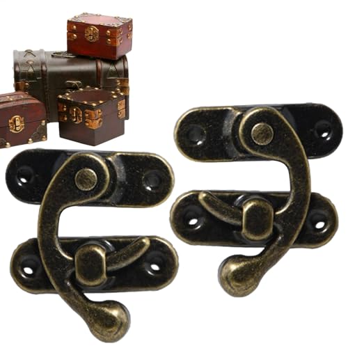 Hasp Riegelschloss | 2 Stück Retro-Holz-Schmuckkästchen-Hakenverschluss, Vintage-Stil, Haspenriegel für antike Kisten, Koffer, für Schmuckschatullen und Heimdekoration Hasp Riegelschloss | 2 Stück Retro-Holz-Schmuckkästchen-Hakenverschluss, Vintage-Stil, Haspenriegel für antike Kisten, Koffer, für Schmuckschatullen und Heimdekoration von Generisch