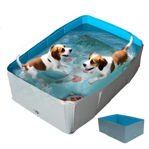 Haustier Badebecken - PVC Faltbarer Planschbecken Quadratisch für Hunde | Tragbare Badewanne für Haustiere Draußen Garten von Generisch