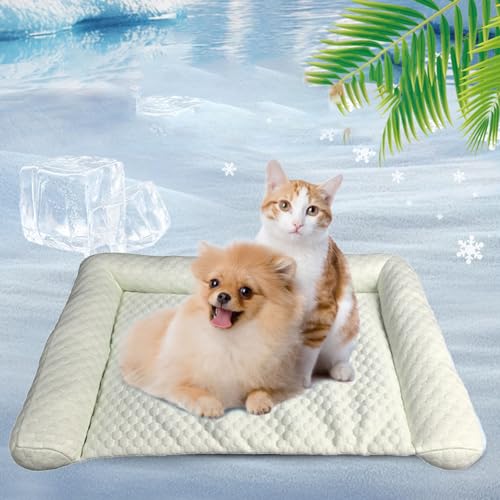 Haustier-Kühlmatte für Katzen, kleine Hunde, faltbares Kühlkissen mit Kissen, kühles Bett, gemütliche Schlafmatte für drinnen und draußen im Sommer Haustier-Kühlmatte für Katzen, kleine Hunde, faltbares Kühlkissen mit Kissen, kühles Bett, gemütliche Schlafmatte für drinnen und draußen im Sommer von Generisch