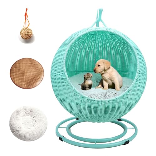 Haustier-Schaukelbett mit Ständer & Kissen – Hängematte für Katzen, Hunde & Kleintiere – Indoor/Outdoor Rattan Weideneistuhl Haustier-Schaukelbett mit Ständer & Kissen – Hängematte für Katzen, Hunde & Kleintiere – Indoor/Outdoor Rattan Weideneistuhl von Generisch