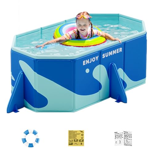Haustier-Schwimmbad – Hundebadewanne | Faltpool – zusammenklappbarer Schwimmbecken für Haustiere – Watbadewanne tragbar, rutschfeste Kinder-Badewanne für den Außenbereich, Hinterhof, Garten, Mädchen von Generisch