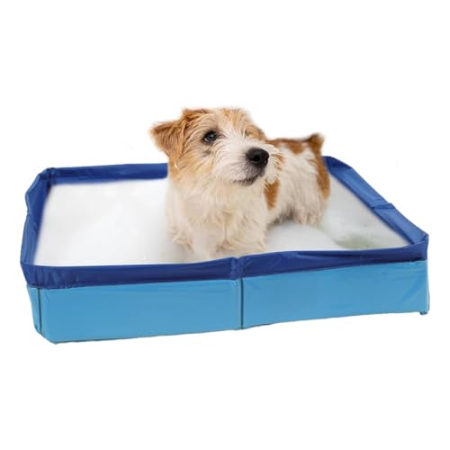 Haustier Schwimmbecken,Hundepool Klein,Hundeplanschbecken,PVC Zusammenklappbares Planschbecken Für Hunde,Aufblasfrei rutschfest Welpen Plantschwanne Für Haus Garten Freiluft von Generisch