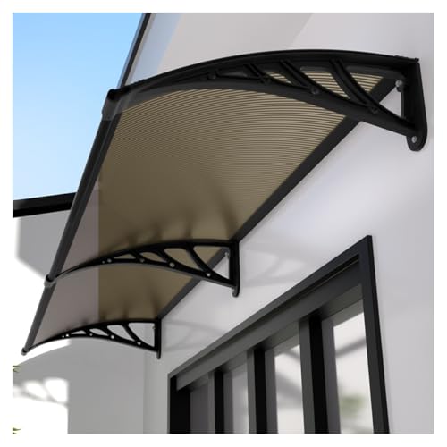 Haustürvordach Polycarbonat 100x300 cm UV Schutz Markise Sonnen- & Regenschutz Anlehndesign für Terrasse, Garten & Garage Braun Outdoor Abdeckung von Generisch