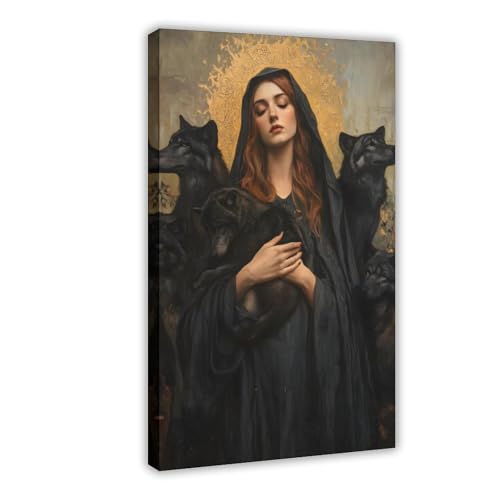 Hecate with Wolves Gothic Kunstdruck – Dark Academia Decor-1 von Generisch