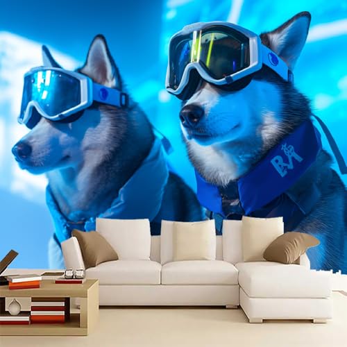 Heiser Fototapete selbstklebend 3D Effekt Hund Wandgemälde Tapete für Wände Schlafzimmer Wohnzimmer Schlafzimmer TV-Hintergrund Kinderzimmer Dekoration （365 x 254 cm） von Generisch