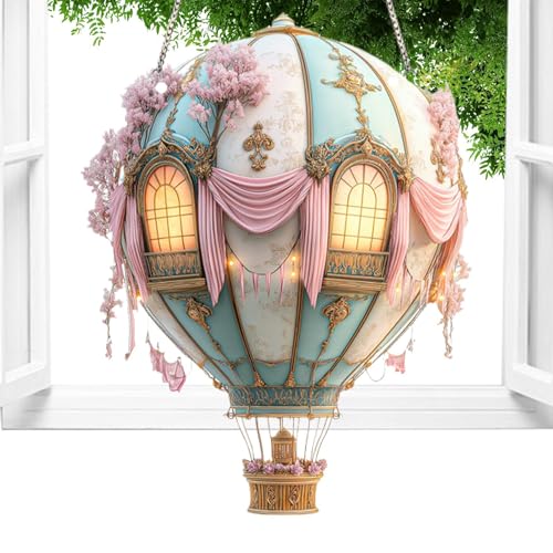 Heiße-Luft-Ballon Solarlampe Für Draußen - Heiße Luft Ballon Lichterkette - Acryl 2D Modell Deko Für Hof Gartenparty Terrasse Camping Wegbeleuchtung von Generisch