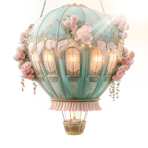 Heiße Luftballon Solarlampe,Solarlicht Heißluftballon Laterne | Acryl 2D Modell Deko Für Hof Gartenparty Terrasse Camping Wegbeleuchtung von Generisch