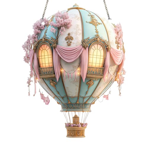 Heiße Luftballon Solarlampe | Solar Ballon Laterne,Acryl 2D Modell Deko Für Bauernhof Garten Vorgarten Terrasse Weg Hof Zuhause Camping Hochzeiten Feiern Freunde von Generisch