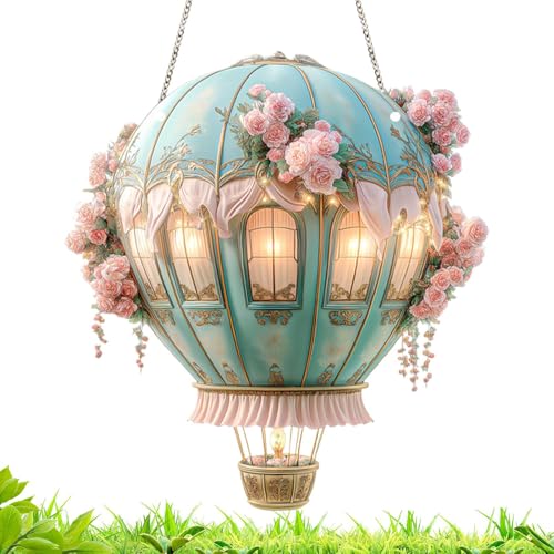 Heiße Luftballon Solarlampe - Solare Heißluftballons Für Draußen | Acryl 2D Modell Deko Für Hof Gartenparty Terrasse Camping Wegbeleuchtung von Generisch
