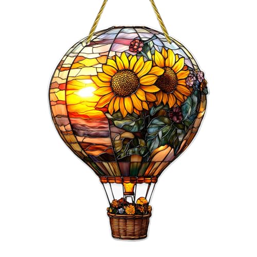 Heißluftballon Deko - Fensterdeko Mit Luftballon-Motiv | Wetterfeste Solarleuchten Außendekoration Für Garten Terrasse Hof von Generisch