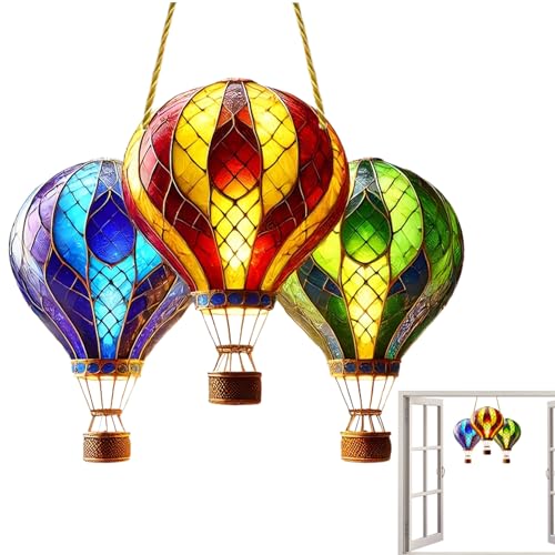 Heißluftballon Solar Gartenleuchte - Acryl Wasserdichte Weihnachtsschmuck, Hängende Acryl Solarlaternen für Außenfenster Home Dekorationen von Generisch