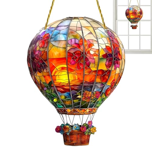 Heißluftballon Sonnenfänger,Heißluftballon Solar Gartenleuchte,Gebeizte Heißluftballon Ornamente Klein,Farbiges Wanddekor Aus Acryl Zum Aufhängen,Fensterdekoration Für Den Innenbereich von Generisch