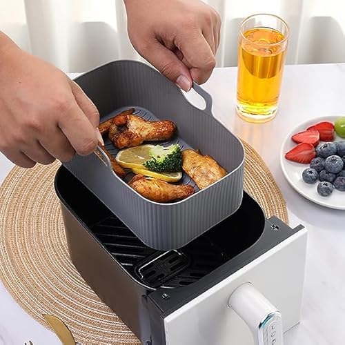 Heißluftfritteuse Silikon Air Fryer Körbe Rechteckig. Heißluftfritteuse-Backpapier-Universalkorb für die Heißluftfritteuse,Ofen oder Mikrowelle geeignet. (1) von Generisch