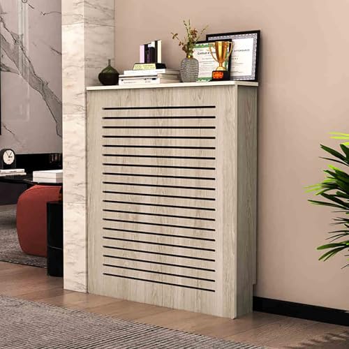 Heizkörperverkleidung Schrank Lamellen Grill Regal Holz MDF Design für Wohnzimmer Schlafzimmer Badezimmer - Bodenstehend von Generisch