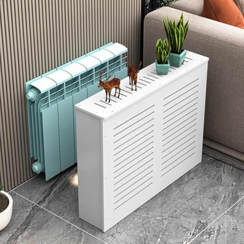 Heizkörperverkleidung für Zuhause - Weiß Lamellen Heizung Schrank Regal Dekorative Stanzfreie Installation Platzsparendes Design von Generisch