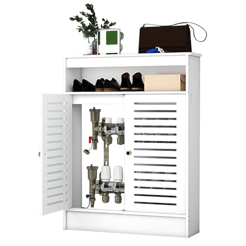 Heizkörperverkleidung mit Ablage, Heizungsabdeckung aus Holz und Aufbewahrungs-Organizer, Lamellen-Grill-Design für moderne Wohnkultur im Wohnzimmer und Schlafzimmer von Generisch