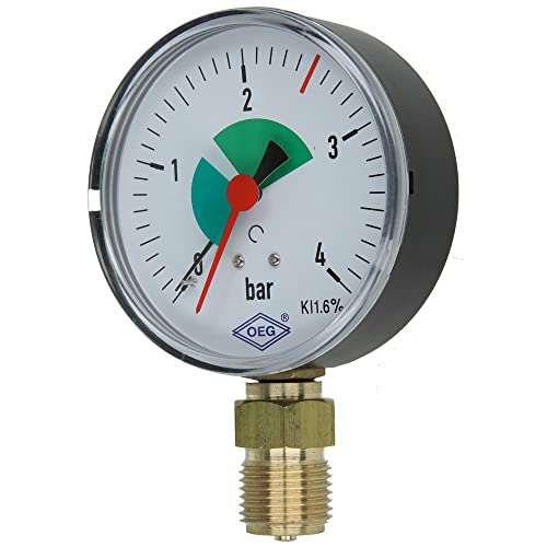 Heizungsmanometer 1/2" radial 80 mm selbstdichtend Messbereich 0-4 bar von Generisch