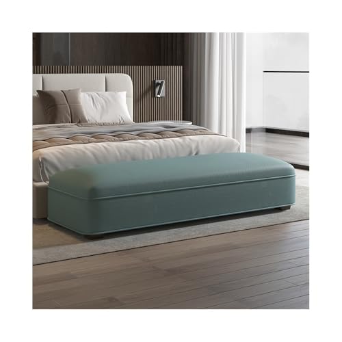 Hellblauer moderner Nachttischhocker aus Leder – elegante Nachttischbank für Schlafzimmer, Wohnzimmer, Sofa & Kleiderschrank – Stilvoller langer Ottomane, modernes Design von Generisch
