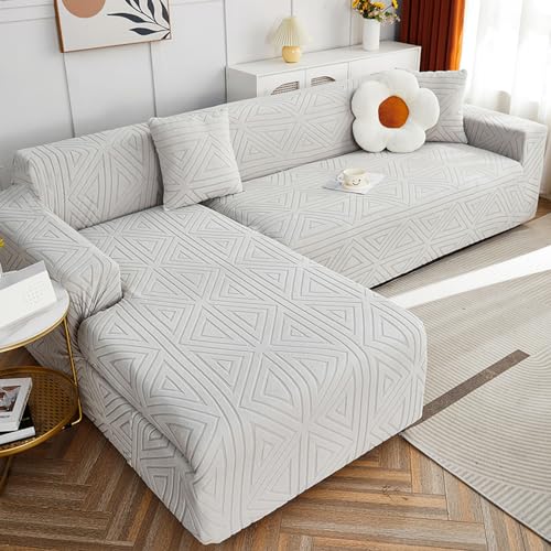 Hellgrau Ecksofabezug Weicher Bequemer Stoff Staubdicht Couchschutz für Leder Wohnzimmer Sofa Passend für 3-Sitzer + 3-Sitzer Chaiselongue Hellgrau Ecksofabezug Weicher Bequemer Stoff Staubdicht Couchschutz für Leder Wohnzimmer Sofa Passend für 3-Sitzer + 3-Sitzer Chaiselongue von Generisch