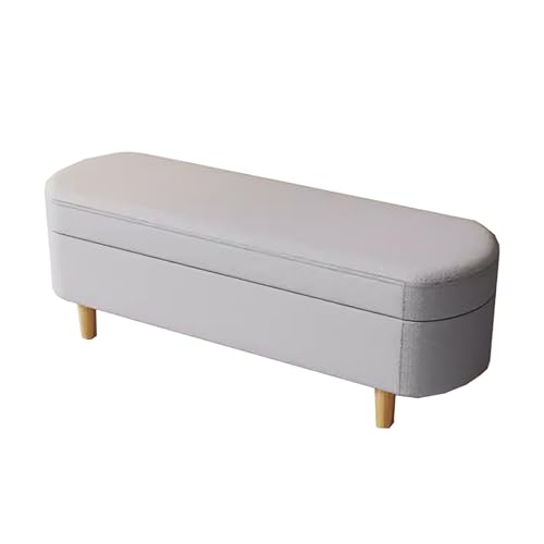Hellgraue Aufbewahrungsbank, 120 cm, gepolsterter Eingangssitz, Schlafzimmer, Stauraum, Ottomane, stilvolles Wohnzimmer und Flur, gemütlicher Pouf für Heimdekoration von Generisch