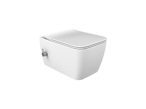 Hera Wand-WC mit Bidetfunktion und Kalt- und Warmwasser, ohne Spülrand inkl. Armatur und Hera WC-Sitz mit Absenkautomatik Slim (SET017022) von Generisch