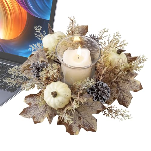 Herbst Kerze Garland Ringdekor - Einfacher und eleganter Herbstkranz | Thanksgiving künstlicher Kerzenkranz | Herbsterntekränze für, Türgriff, Fenster, Esstisch, Kaminsims von Generisch