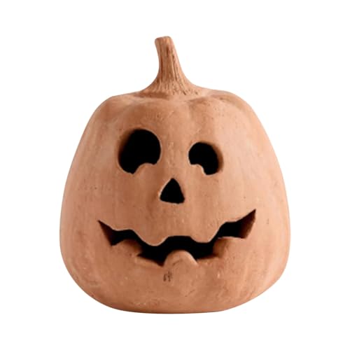 Herbst-Terrakotta-Kürbis-Laterne, Ornament – handgefertigte Kürbis-Jack-O-Laterne für drinnen und draußen, niedliches Halloween-Herbst-Bauernhaus, Tisch-Festival-Dekoration für Zuhause, Veranda Herbst-Terrakotta-Kürbis-Laterne, Ornament – handgefertigte Kürbis-Jack-O-Laterne für drinnen und draußen, niedliches Halloween-Herbst-Bauernhaus, Tisch-Festival-Dekoration für Zuhause, Veranda von Generisch