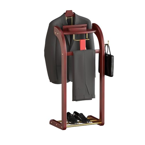 Herrendiener mit Tablett und Schuhregal, stabiler Metallsockel, Kleider-Organizer für Schlafzimmer, ideal zum Aufhängen von Herren- oder Damenbekleidung von Generisch