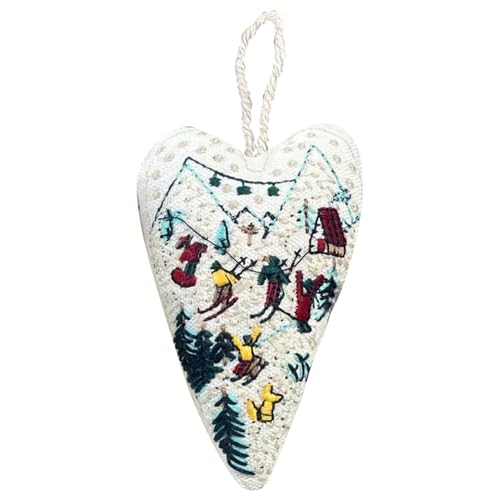 Herzförmiger Weihnachtsschmuck – handbestickter Weihnachtsbaumschmuck, festliche Heimdekoration für Party, Kamin, Kaminsims, Nachttisch, Rucksack, Tür, Fenster, Tragetasche, Bücherregal von Generisch