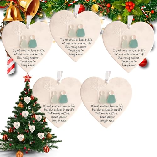 Herzförmiges Meeresglas Ornament aus weißer Keramik mit inspirierendem Zitat Baum hängende Dekoration Freundschaftsgeschenk (5) von Generisch