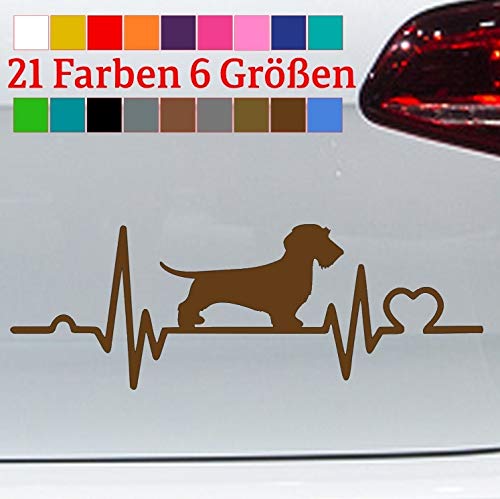 Herzschlag Dackel Aufkleber Dachshund Rauhhaar Weiner Jagd Rasse Fußhupe JDM Fun in 6 Größen und 21 Farben von generisch