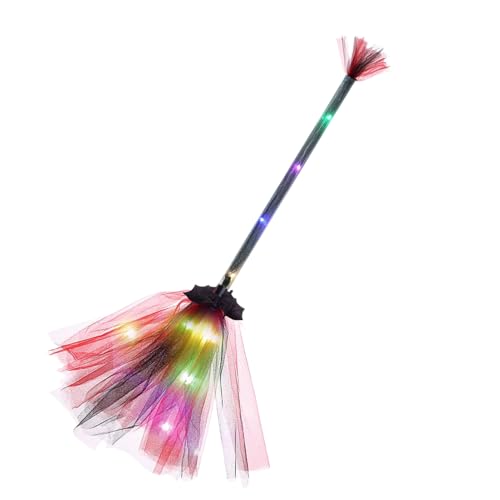 Hexenbesen - Festlicher Hexenbesen Mit LED Lichtern - Foto Requisiten Cosplay Zubehör Für Kinder Rollenspiel Innen Außen von Generisch