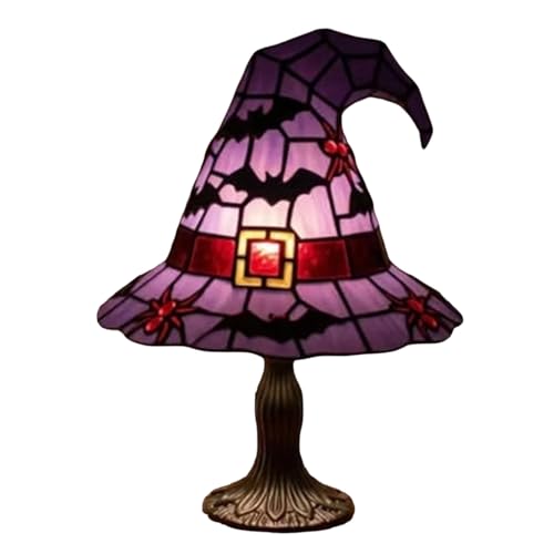 Hexenhut Lampe Aus Buntglas, Handgefertigte Gothic Tischlampe Mit Zauberhut Design, Deko-Leuchte Für Halloween-Party, Wohnzimmer Dekoration Hexenhut Lampe Aus Buntglas, Handgefertigte Gothic Tischlampe Mit Zauberhut Design, Deko-Leuchte Für Halloween-Party, Wohnzimmer Dekoration von Generisch