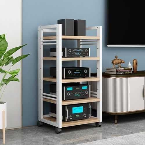 HiFi 5-stöckiger verstellbarer Audio-Turm – AV-Media-Ständer aus Holz für Wohnzimmer, Heimbüro, Theater, perfekter CD-Player & Stereo-Rack-Komponentenschrank – platzsparendes Design von Generisch