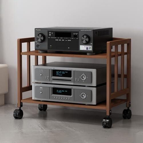 HiFi Audio-Visual Rack Verstellbarer Media-Ständer für TV & Gaming-Eck-Stereo-Schrank, 2-stöckiges CD-Regal, AV-Regal, Turm, modernes Unterhaltungszentrum (TeaW 20 x H 2) von Generisch