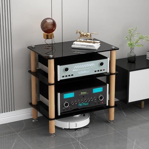 HiFi-Medien-Aufbewahrungsschrank mit stoßdämpfendem Audio-Rack, Einlegeböden aus gehärtetem Glas für verbesserten Schutz und Display von Audiogeräten HiFi-Medien-Aufbewahrungsschrank mit stoßdämpfendem Audio-Rack, Einlegeböden aus gehärtetem Glas für verbesserten Schutz und Display von Audiogeräten von Generisch