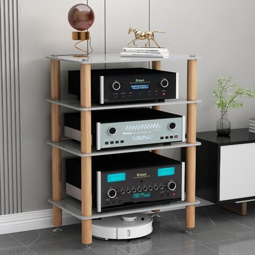 HiFi-Medien-Aufbewahrungsschrank mit stoßdämpfendem Audio-Rack, Einlegeböden aus gehärtetem Glas für verbesserten Schutz und Display von Audiogeräten HiFi-Medien-Aufbewahrungsschrank mit stoßdämpfendem Audio-Rack, Einlegeböden aus gehärtetem Glas für verbesserten Schutz und Display von Audiogeräten von Generisch
