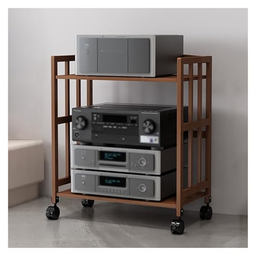 HiFi-Multimedia-Aufbewahrungsschrank, verstellbare 2-stöckige Audio-Video-Regale mit Rollen für Stereo-Ausrüstung, mobiles Aufbewahrungsregal für Heimkino und Mediencenter (W-50 cm) von Generisch