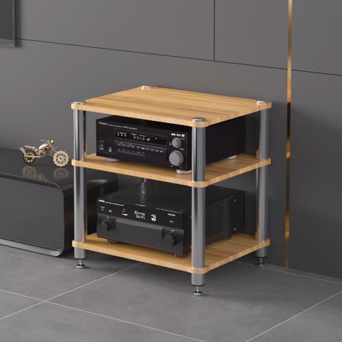 HiFi-Regal mit 4 Ebenen, AV-Media-Ständer, Medienkonsole, Aufbewahrungsregal, Plattenspieler-Ständer, Stereo-Schrank, Eck-Entertainment-Center für Heimbüro, Theater von Generisch