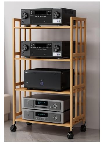 HiFi TV-Ständer aus Holz, 2-stöckig, Audio-Regal mit verstellbarem Plattenspieler-Halter, Eck-Media-Regal für Wohnzimmer und Büro, Stereo-Schrank, 53 cm Höhe x 50 cm Länge von Generisch