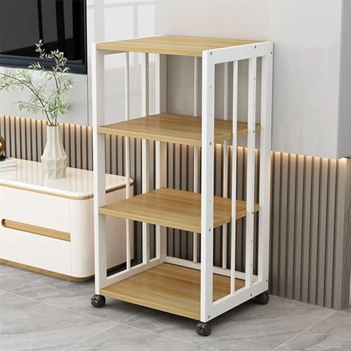 Hifi Rack Abschließbar Mit 360-Grad-Schwenkrädern,Medienschrank Mit Verstellbaren Ablagen,HiFi-Audioschrank Regale,Stereo Komponenten-Rack,HiFi Rack Aus Holz,für Zuhause/Wohnzimmer(Yellow,4tier-50X40X Hifi Rack Abschließbar Mit 360-Grad-Schwenkrädern,Medienschrank Mit Verstellbaren Ablagen,HiFi-Audioschrank Regale,Stereo Komponenten-Rack,HiFi Rack Aus Holz,für Zuhause/Wohnzimmer(Yellow,4tier-50X40X von Generisch