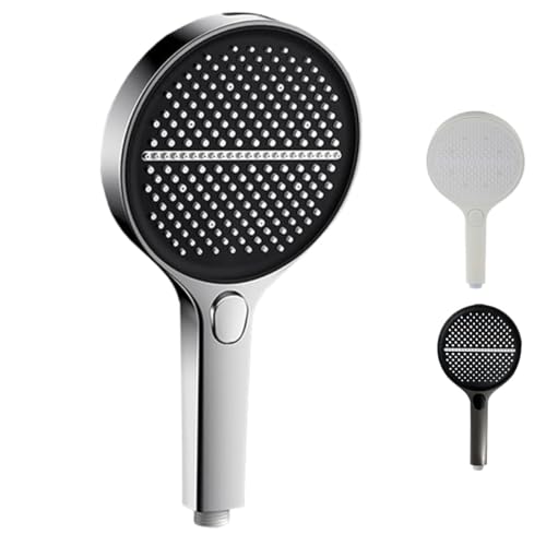 High-End Pressurized Large Panel Shower Head Set,High-Pressure Handheld Shower Head with 4 Spray Modes,Tool-Free Installation Self-Cleaning Silicone Nozzles (Silver) von Generisch