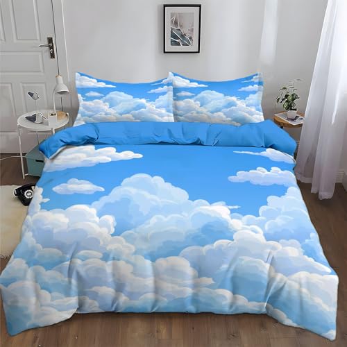 Himmelblau Bettwäsche 2-Teilig 135 x 200 cm, Blauer Himmel Und Weiße Wolken Im Cartoon Stil Bettbezug für Jungen Mädchen, Bettwäsche-Sets, Zimmer Dekor Bettbezüge mit 1 Kissenbezüge 80 x 80 cm Himmelblau Bettwäsche 2-Teilig 135 x 200 cm, Blauer Himmel Und Weiße Wolken Im Cartoon Stil Bettbezug für Jungen Mädchen, Bettwäsche-Sets, Zimmer Dekor Bettbezüge mit 1 Kissenbezüge 80 x 80 cm von Generisch