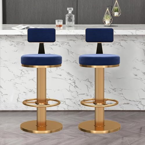 Hochbelastbare Frühstücks-Barstühle, 2er-Set, mit 360°-Drehgelenk, höhenverstellbar, niedrige Rückenlehne, Fußstütze und Metallfuß, ideal für Kücheninsel oder Essbereich von Generisch