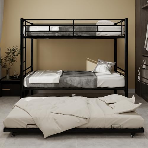 Hochbelastbares Metall-Etagenbett Twin Over Twin | Geräuscharm & Sicherheitsgeländer | Leicht zu Montieren | Platzsparend für 2 Matratzen (196,6 x 97,8 x 156,5 cm) von Generisch