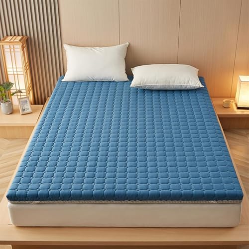 Hochdichter Matratzenschoner aus Memory-Schaum, Queen-Size-Größe, rutschfester weicher Mikrofaser-Bezug (blau, 135 x 190 cm/53 x 75 cm), wasserdicht, staubmilbenresistent, Schlafkomfort von Generisch