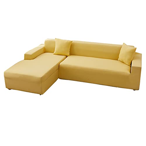 Hochelastischer L-förmiger Sofabezug für 5-6 Sitze, weicher Spandex-Stoff, Haustierschutz, stilvolles Beige, passend für 3+2-Sitzer-Sofas, langlebiger & dehnbarer Möbelschutz von Generisch