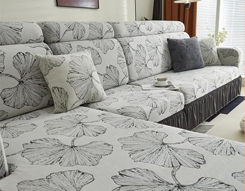 Hochelastischer Stretch-Sofabezug mit Rüschenrock, waschbarer Schonbezug für große 5-Sitzer-Couch (300350 cm), universeller Möbelschutz für Wohnzimmer und Lounge von Generisch
