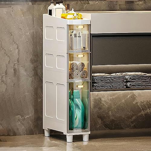 Hocher, schmaler Badezimmer-Bodenschrank mit stapelbaren Schubladen, rollbar mit Kunststoffbehältern, Toilettenpapierhalter, platzsparende Aufbewahrungslösung für Zuhause Hocher, schmaler Badezimmer-Bodenschrank mit stapelbaren Schubladen, rollbar mit Kunststoffbehältern, Toilettenpapierhalter, platzsparende Aufbewahrungslösung für Zuhause von Generisch